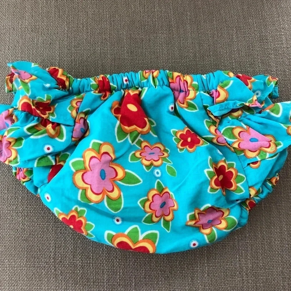 Wee Wave Baby Girls Size Medium 18-22 lbs Turquoise Floral Swim Bottom‎ Diaper